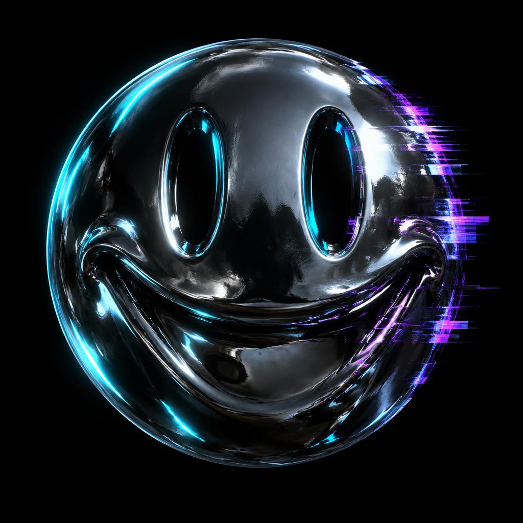 $404 chrome smiley mascot